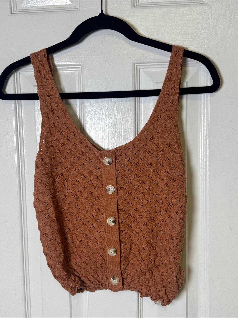 NWT Hem & Thread Terracotta Pointelle Knit Tank Top Boho Anthropologie S